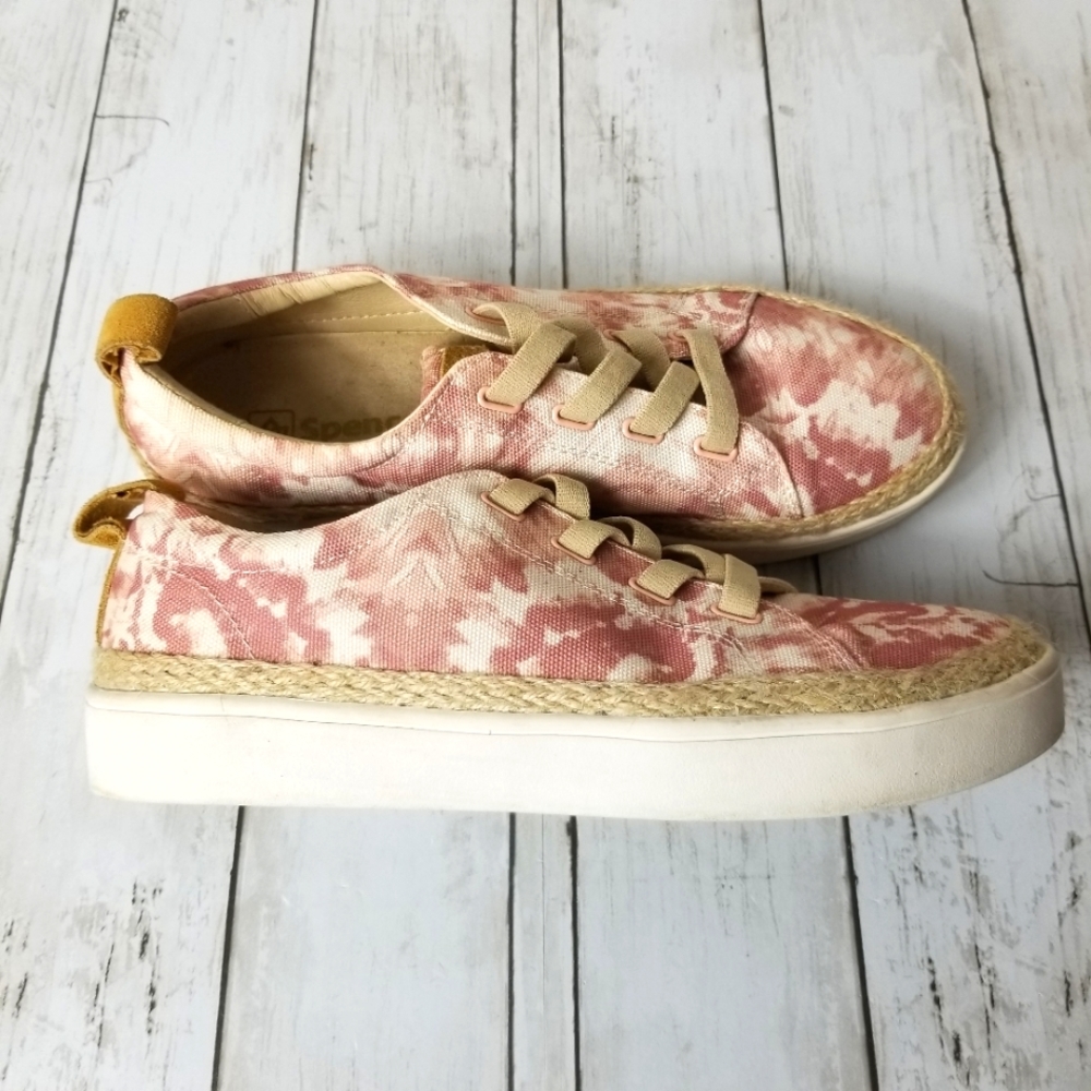 Spenco Ortho Malibu 21 Tie Dye Fabric Espadrille Trim Slip On Sneakers